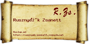 Rusznyák Zsanett névjegykártya