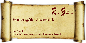 Rusznyák Zsanett névjegykártya